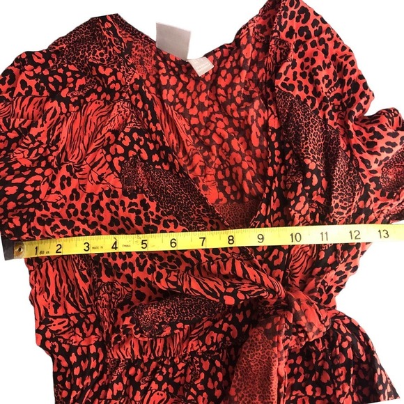 ASOS Design wrap long sleeve top Size 2 Red Animal  Tiger Print - Picture 6 of 12
